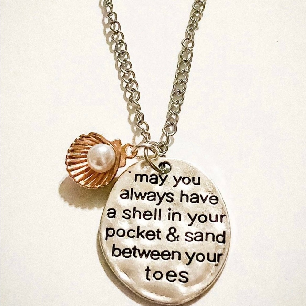 Beach Themed Silver Pendant Necklace